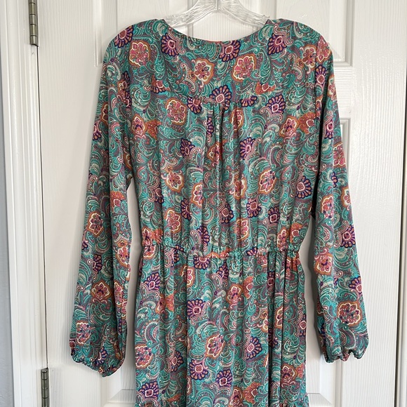 Boemo paisley print long sleeve maxi dress boho size large - Picture 12 of 13